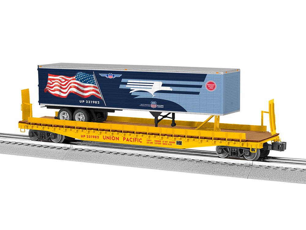 Union Pacific TOFC flatcar with Missouri Pacific heritage trailer