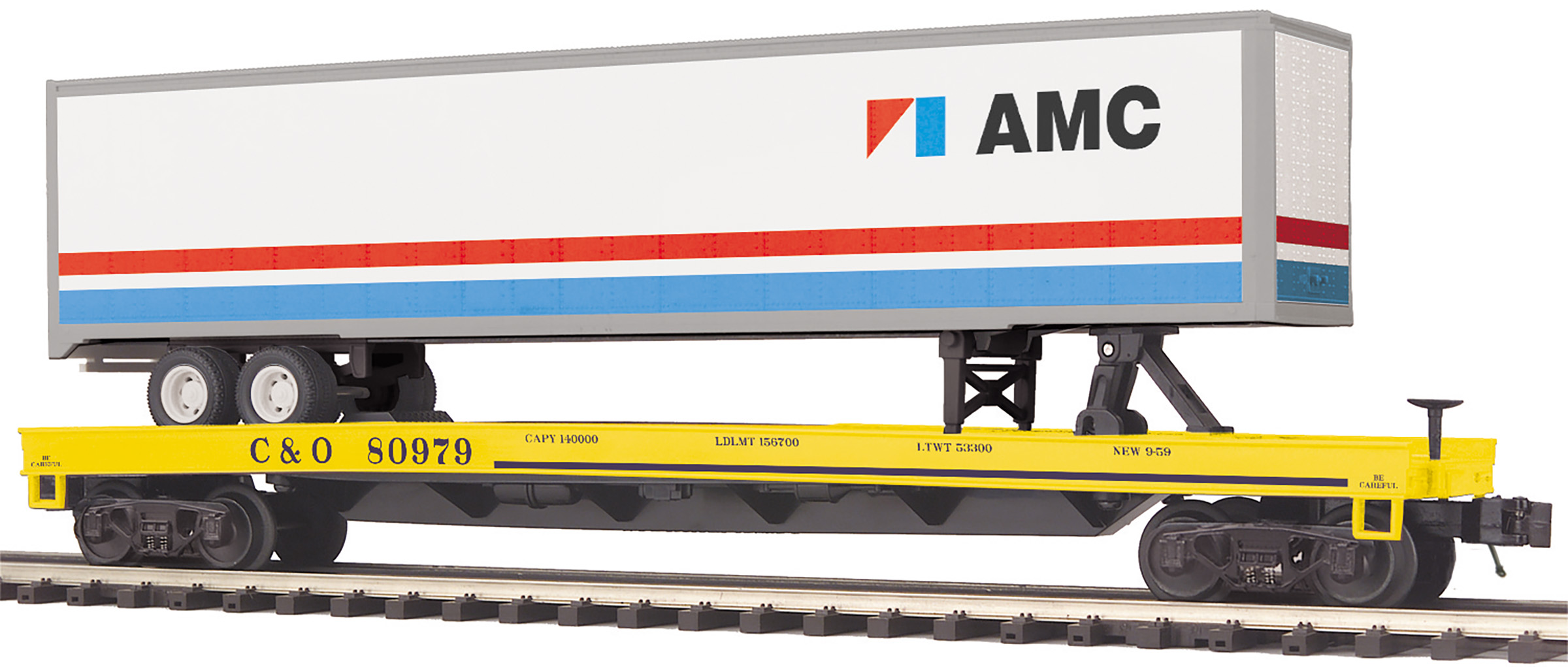 Chesapeake & Ohio flatcar with 48' trailer