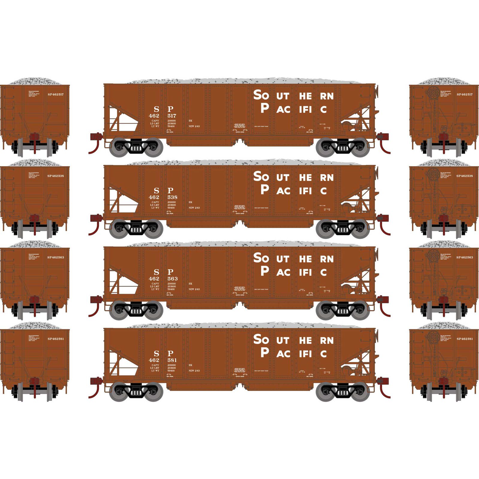 Southern Pacific 40' Outside-Braced Ballast Hopper 4-Pack #1