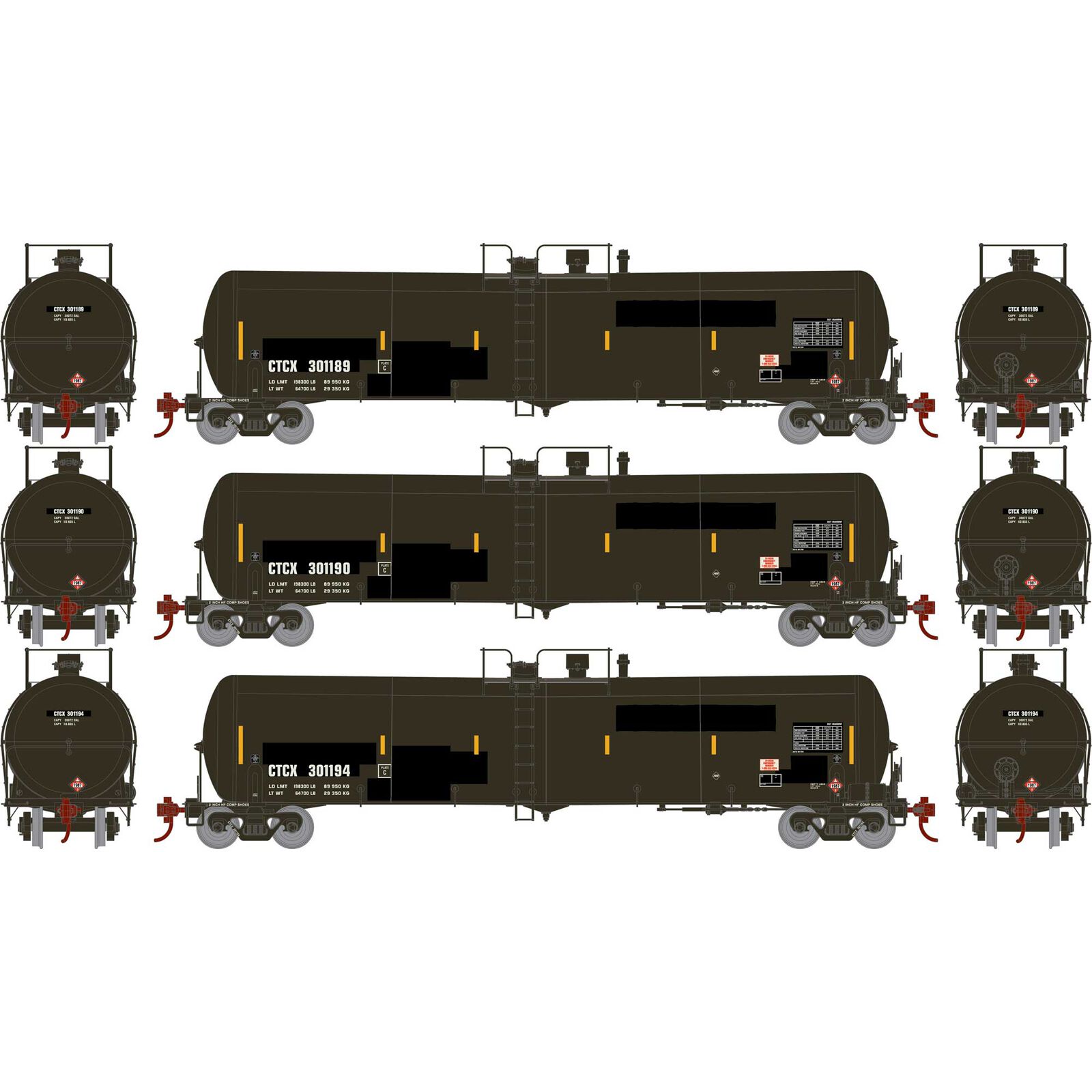 CTCX 30K Gallon Ethanol Tank Car 3-Pack #3