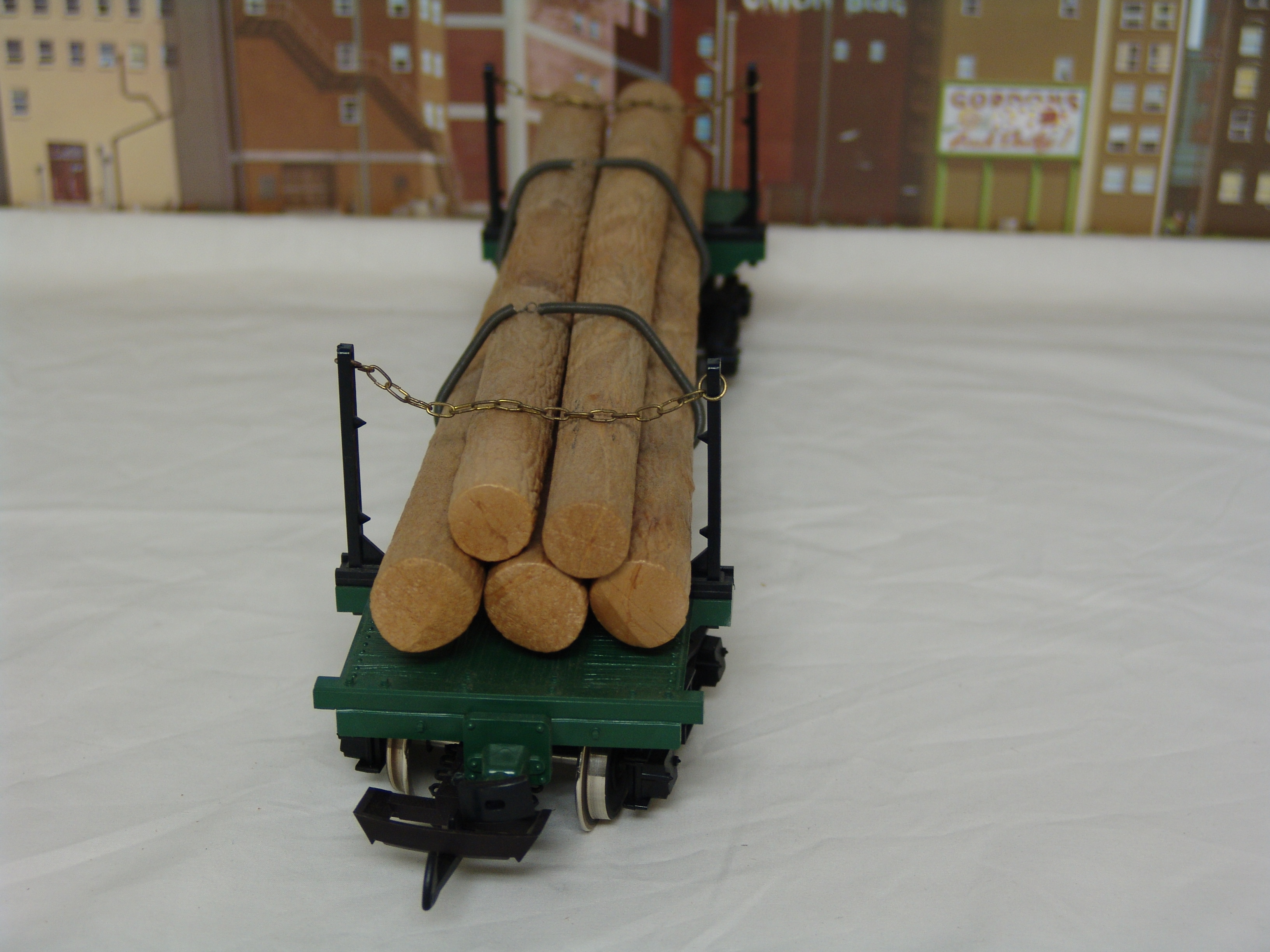 N.W.L. Co skeleton log car #4066 with log load