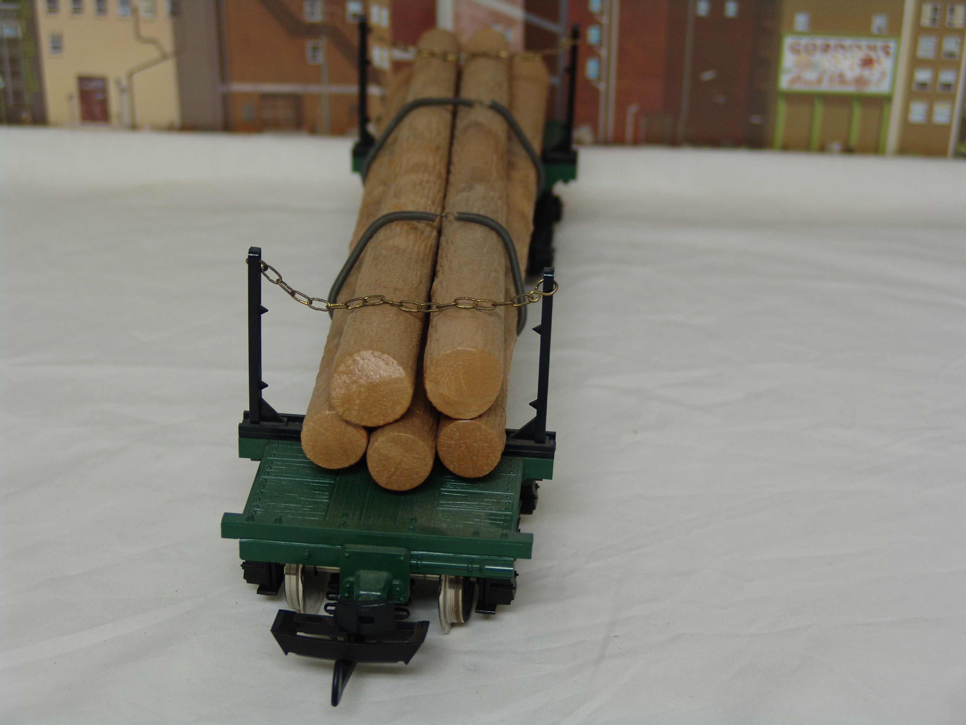 N.W.L. Co skeleton log car #4066 with log load