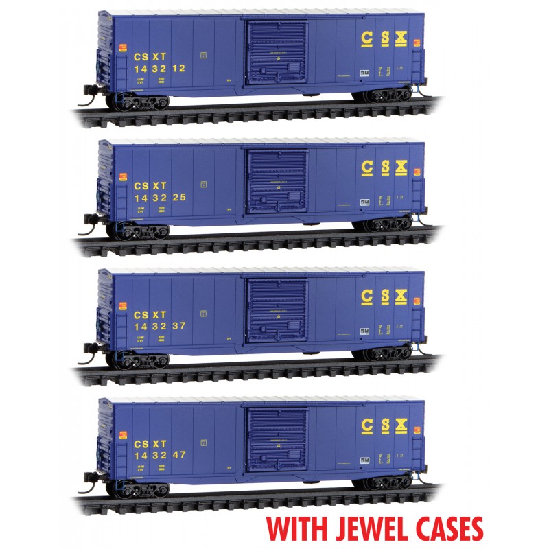 CSX 50' single door boxcar 4-pack with jewel cases