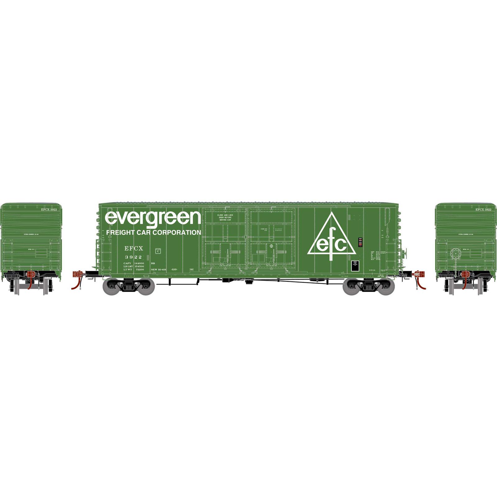 Evergreen 50' PC&F Box Car 8' + 8' YSD Plug-Door #3922