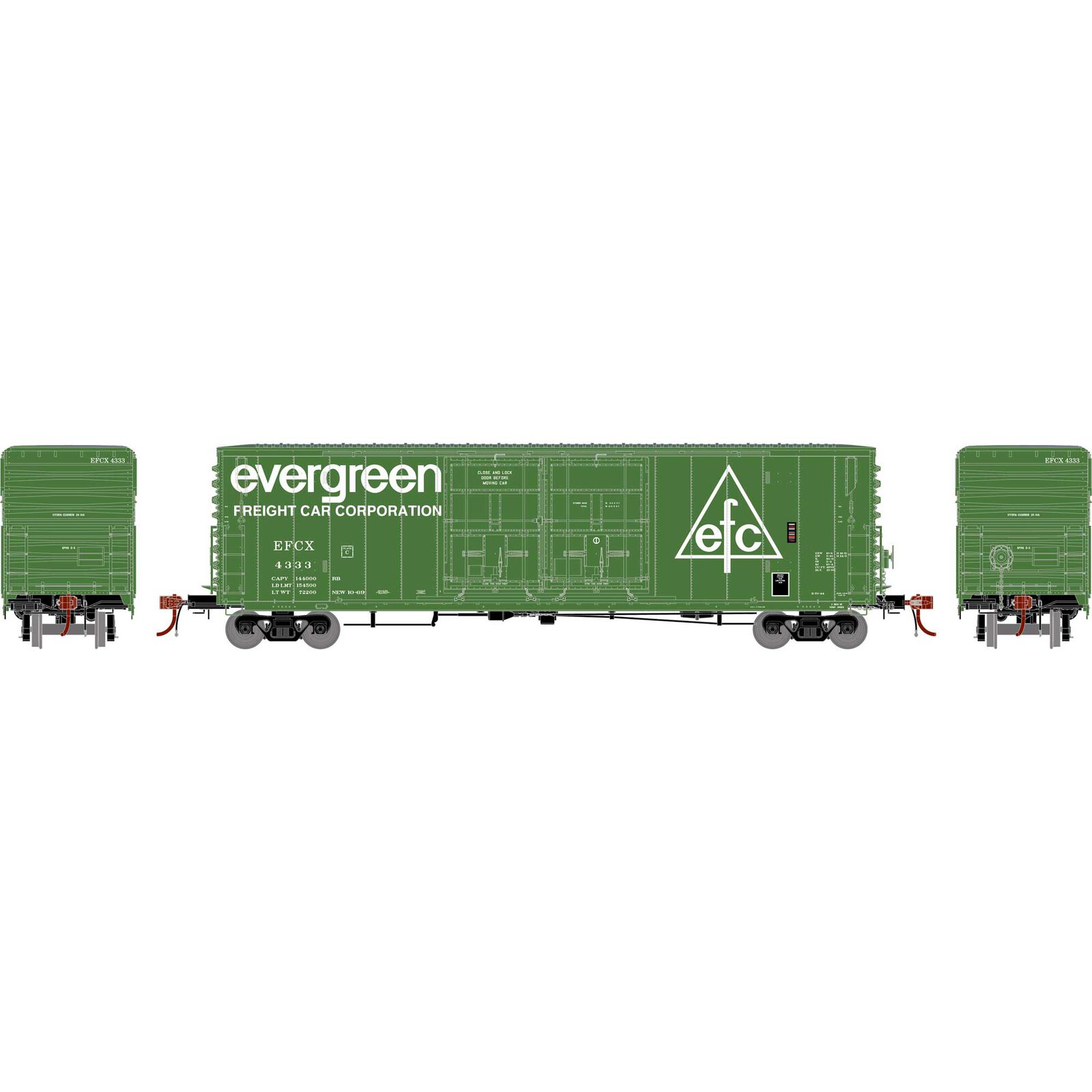 Evergreen 50' PC&F Box Car 8' + 8' YSD Plug-Door #4333