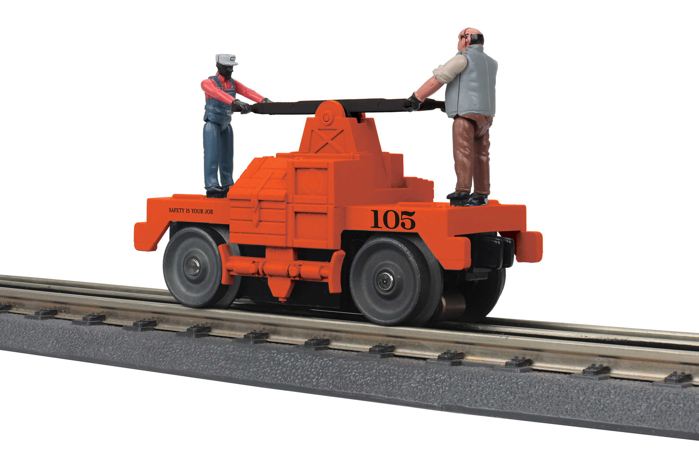 Maintenance of Way (orange) operating hand car #105