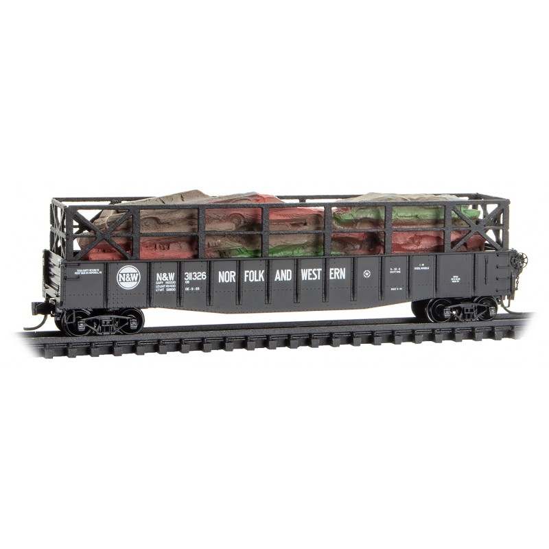 Norfolk & Western 50' Gondola Fishbelly Side W/Scrap Car Load #311326