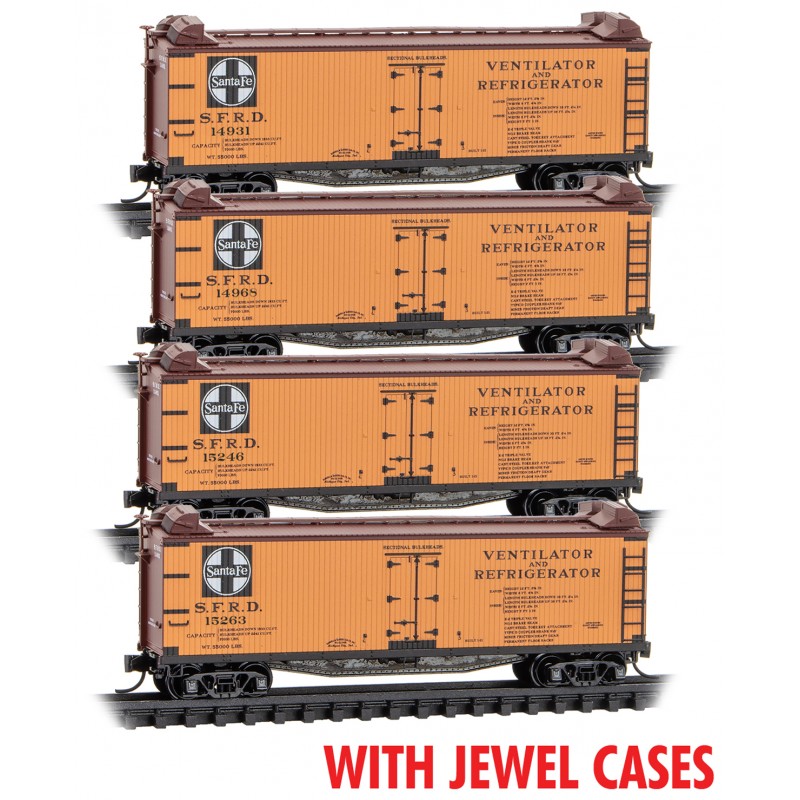 Atchison, Topeka & Santa Fe Reefer 4-Pack With Jewel Cases
