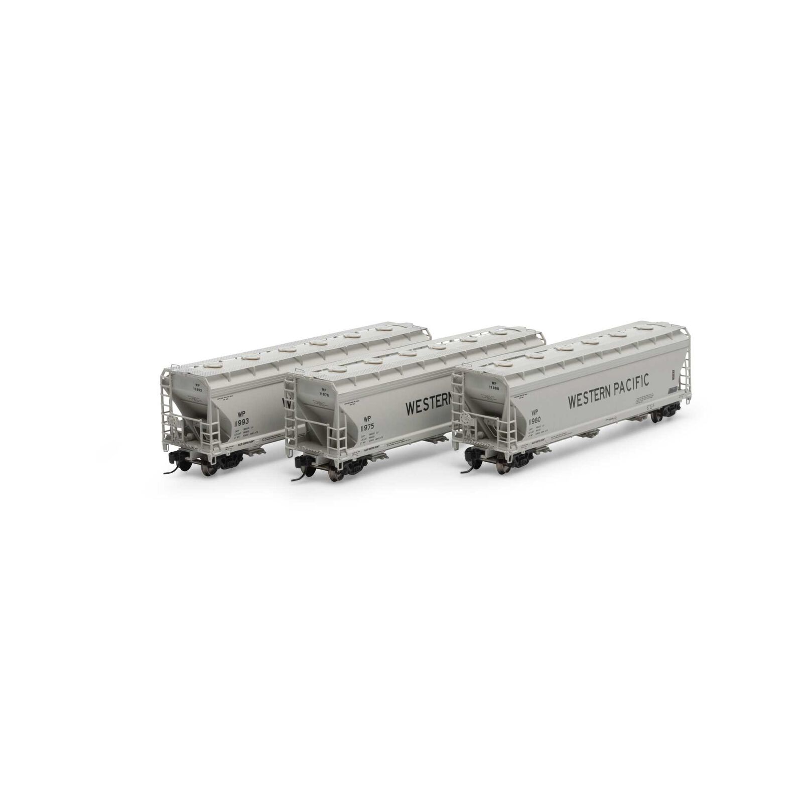 Western Pacific ACF 4600 3-bay center flow covered hopper 3-pack