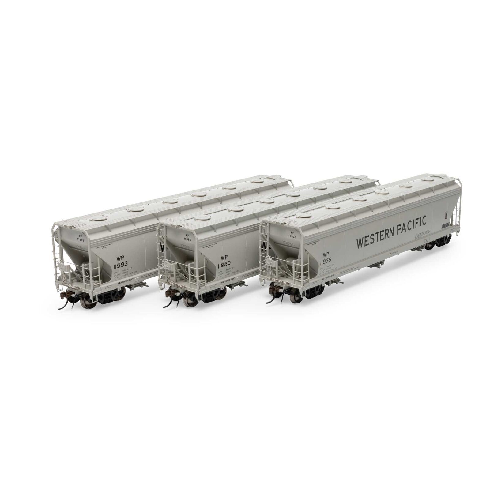 Western Pacific ACF 4600 3-bay center flow covered hopper 3-pack