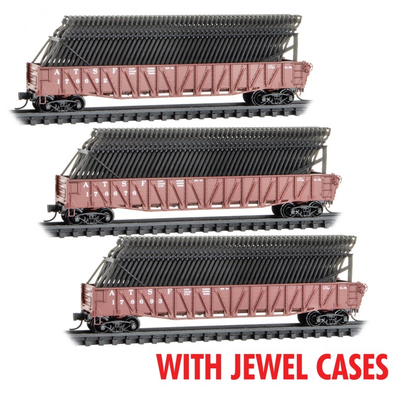 Atchison, Topeka & Santa Fe With Car Frame Load 3-Pack With Cases