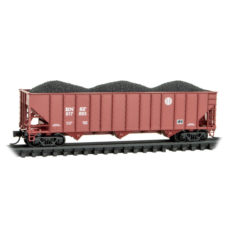 BNSF 100-Ton 3-Bay Open Hopper Rib Sides With Coal Load #617893
