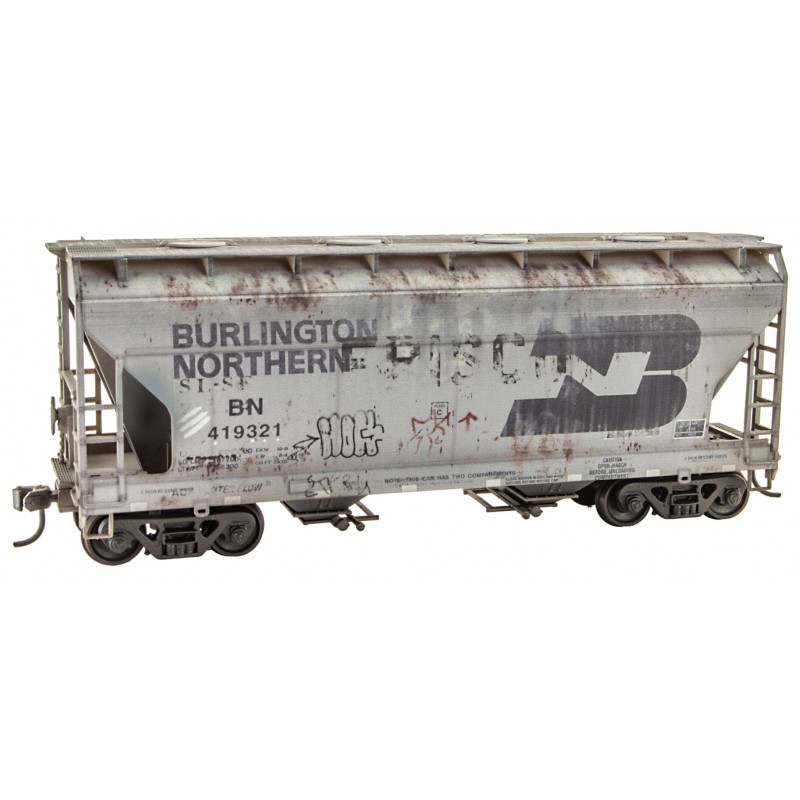 Burlington Northern/Ex-Frisco Weathered 2-Bay Covered Hopper #419321