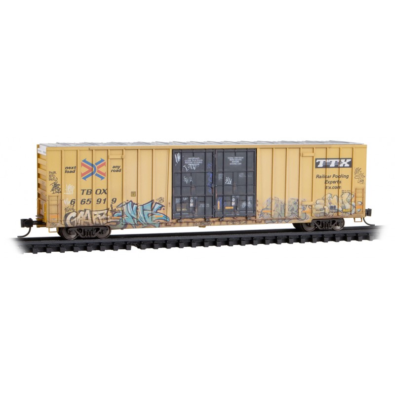 TTX Weathered 60' Rib Side Double-Plug High-Cube Box Car #665919