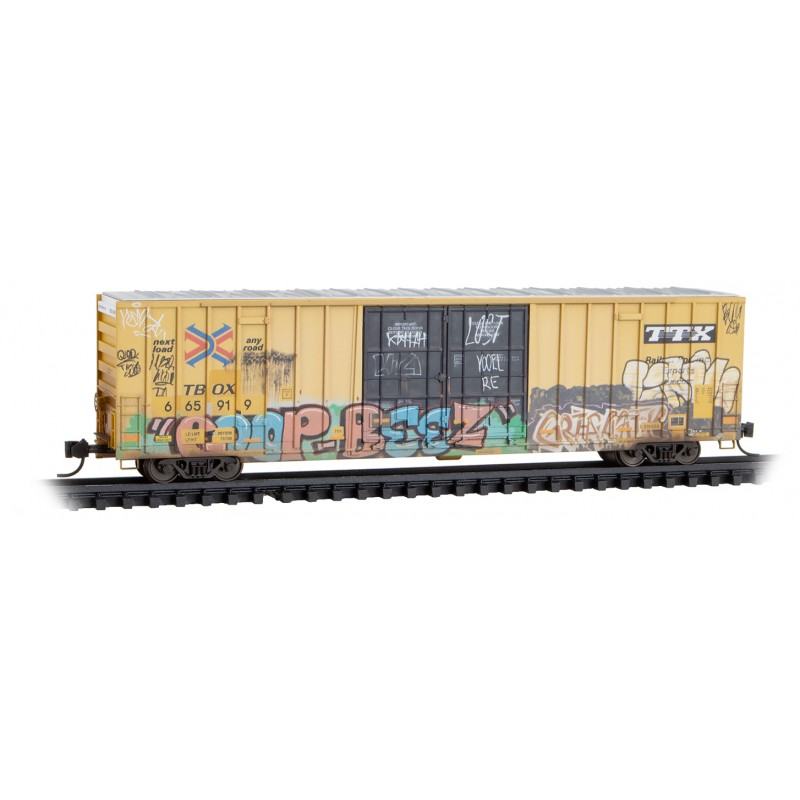 TTX Weathered 60' Rib Side Double-Plug High-Cube Box Car #665919