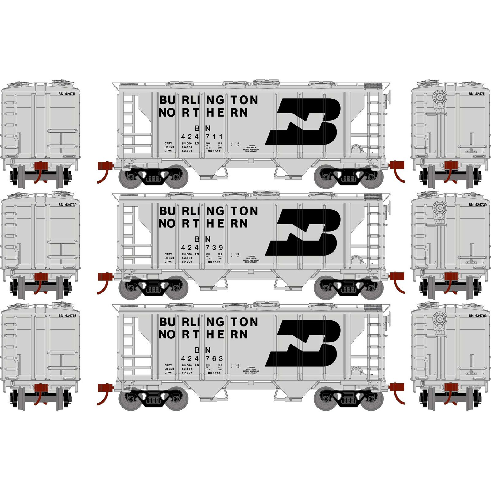 Burlington Northern PS 2003 Covered Hopper 3-Pack