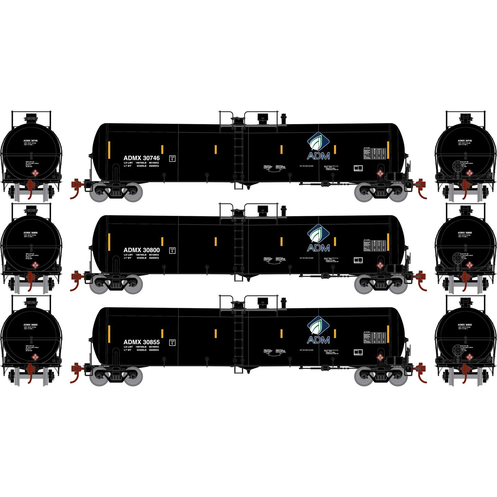 ADM 30K Gallon Ethanol Tank Car 3-Pack #1
