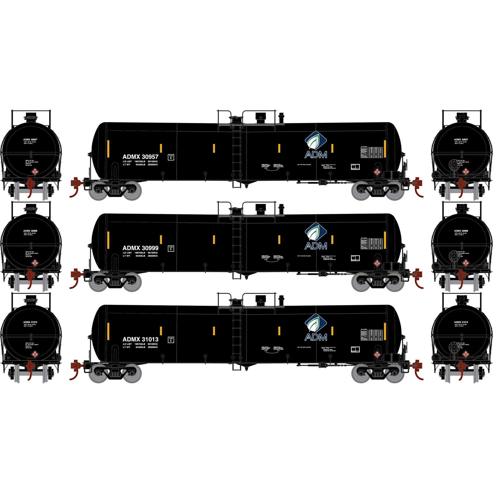 ADM 30K Gallon Ethanol Tank Car 3-Pack #2