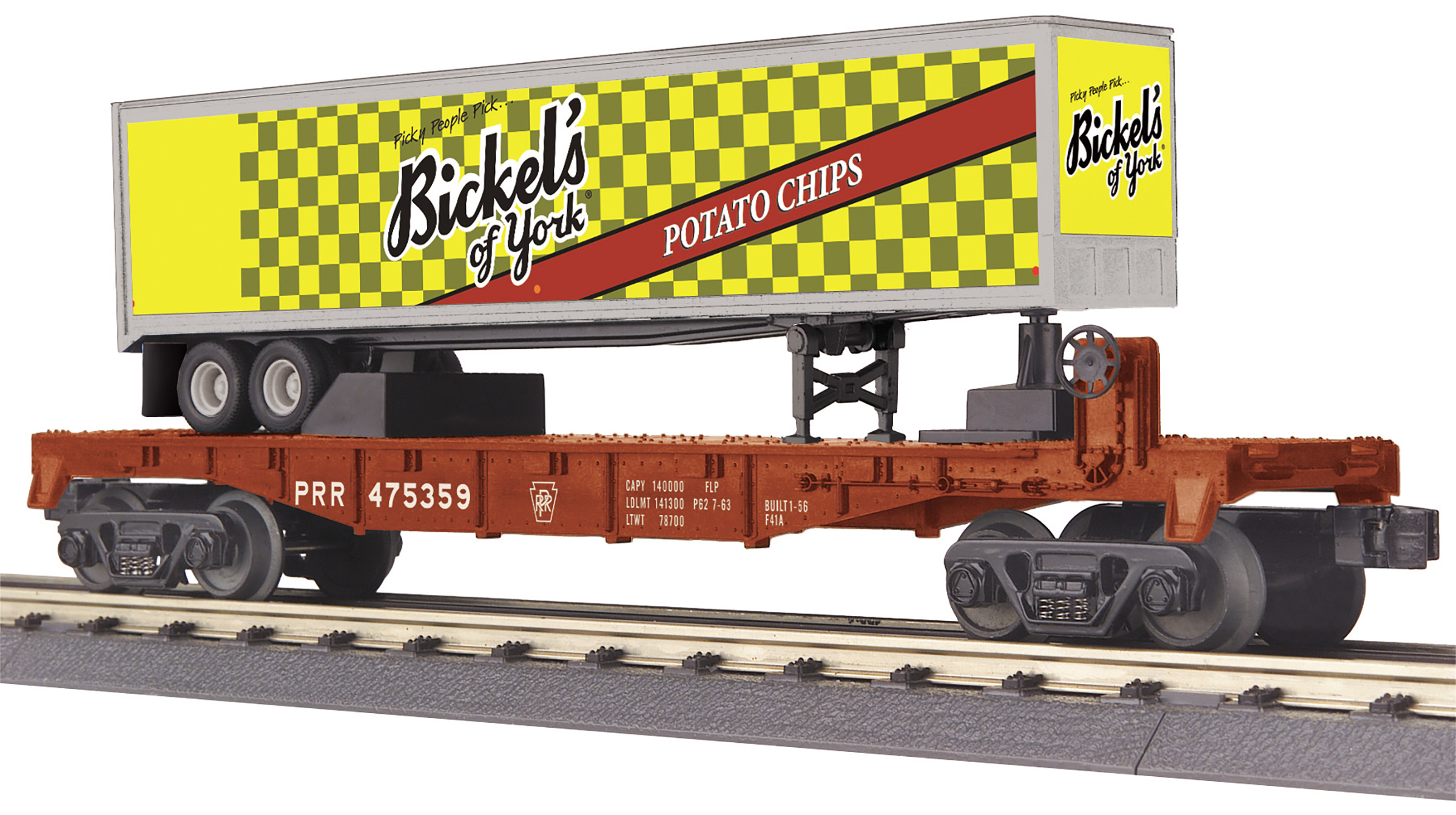 Pennsylvania Railroad  flatcar #475359 wi/40'  Bickel's of York trailr