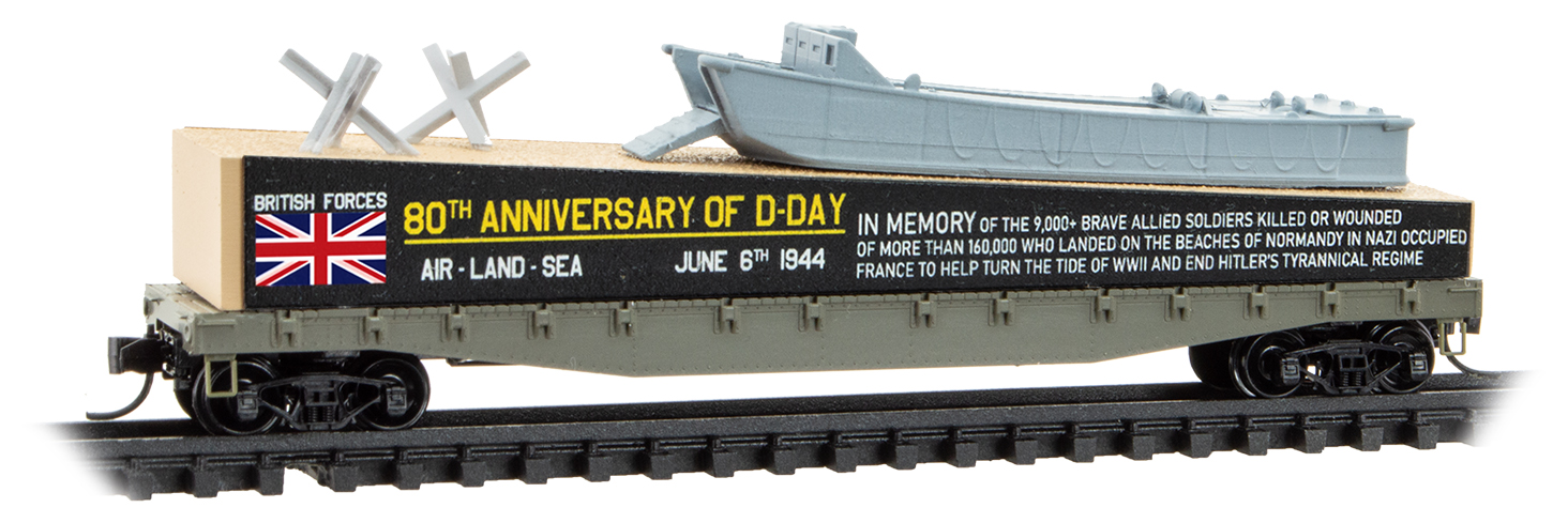 D-Day 80th Anniversary British Flat Car With Boat Load