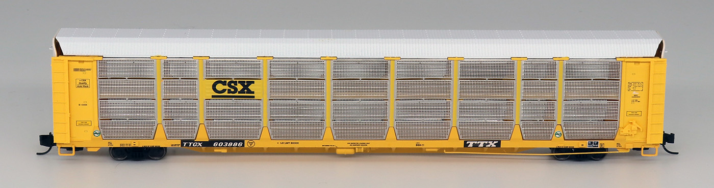 CSX-TTGX Bi-Level Auto Rack Flat Car (White Roof) #160619