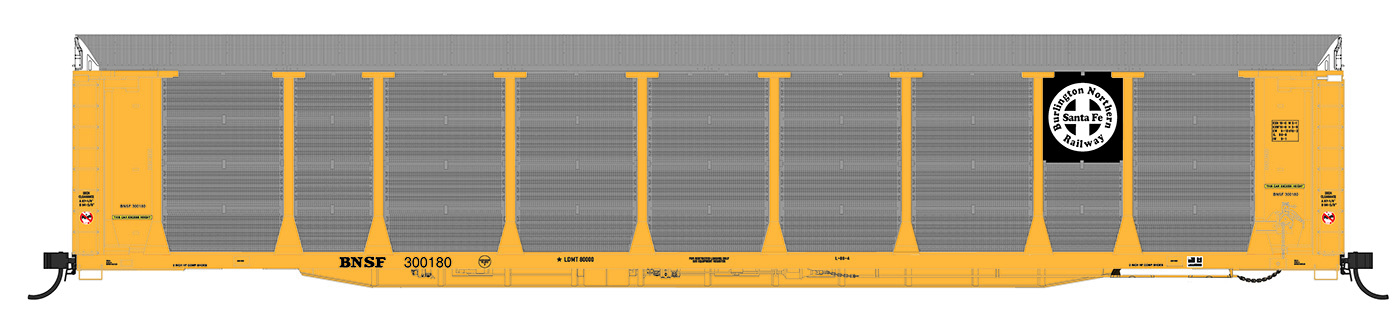 BNSF-Black & White Herald Bi-Level Auto Rack #300169