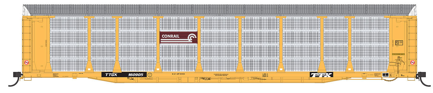 Conrail Yellow-TTGX Bi-Level Auto Rack Flat Car #157360