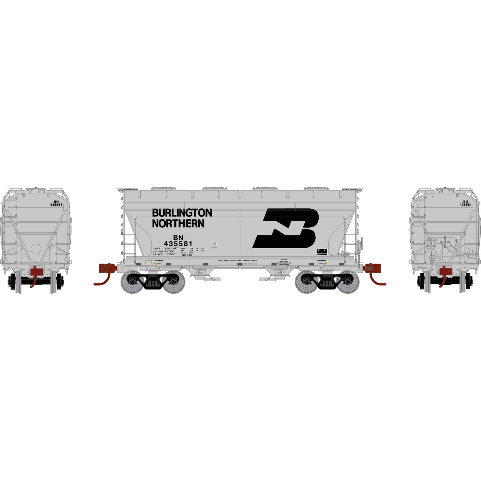 Burlington Northern ACF 2970 2-Bay Center Flow Hopper #435581