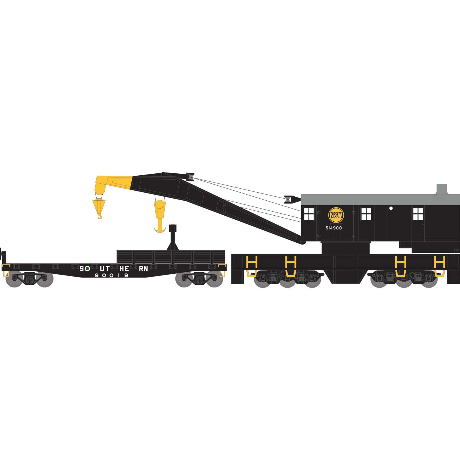 Norfolk & Western 200-Ton Crane & Tender
