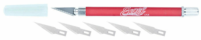 K18 Grip-On Non-Roll Soft Handle Knife w/ Safety Cap & five #11 Blades