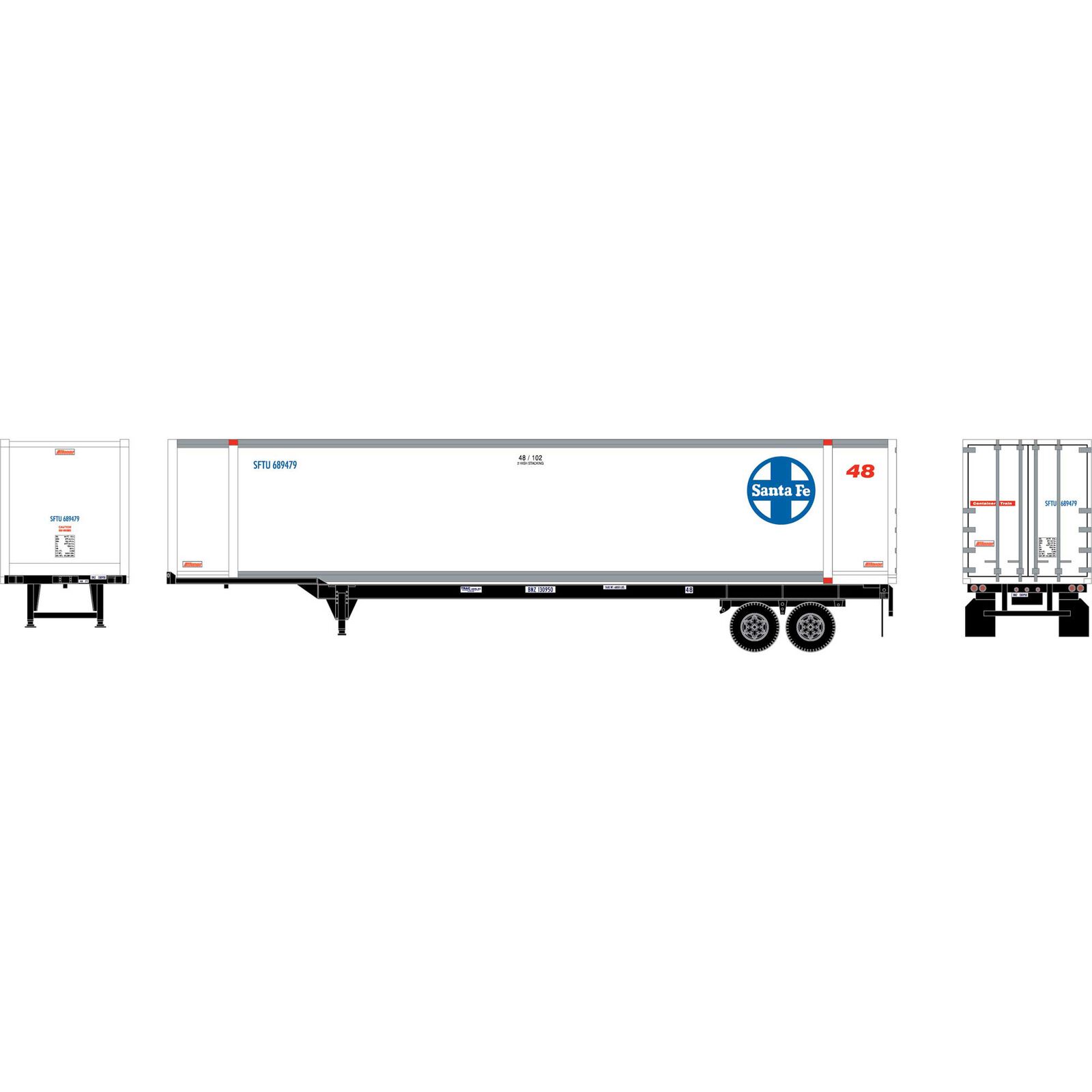 Santa Fe 48' Container With 48' Chassis