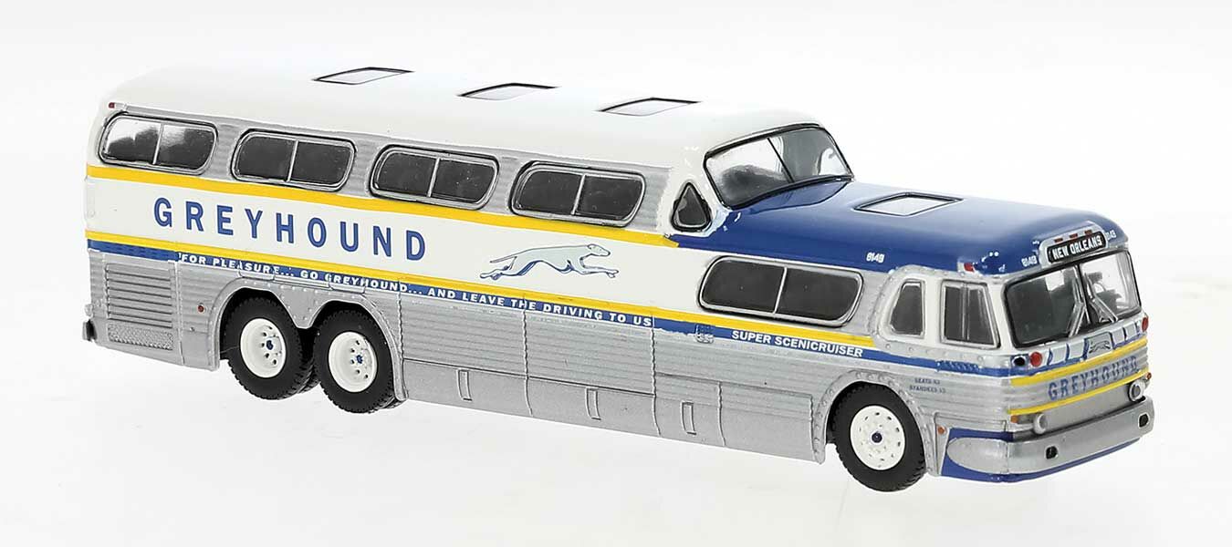 1954-1956 GMC PD-4501 Scenicruiser Bus - Greyhound (silver, white, blu