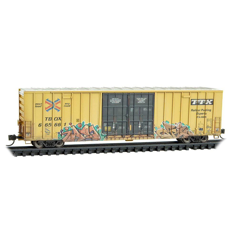 TTX Weathered 60' Rib Side Double-Plug Door Box Car #665661
