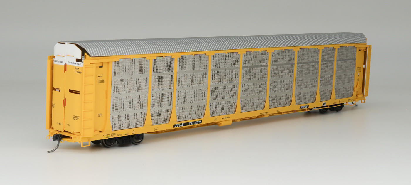 TINX plain yellow bi-level auto rack car #712172