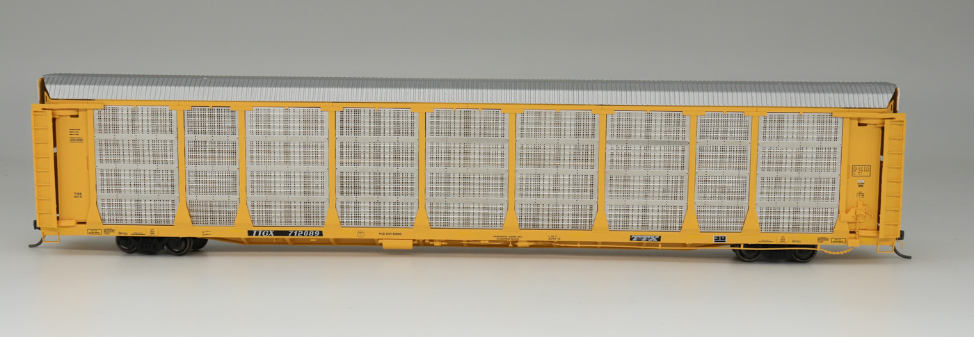 TINX plain yellow bi-level auto rack car #850391