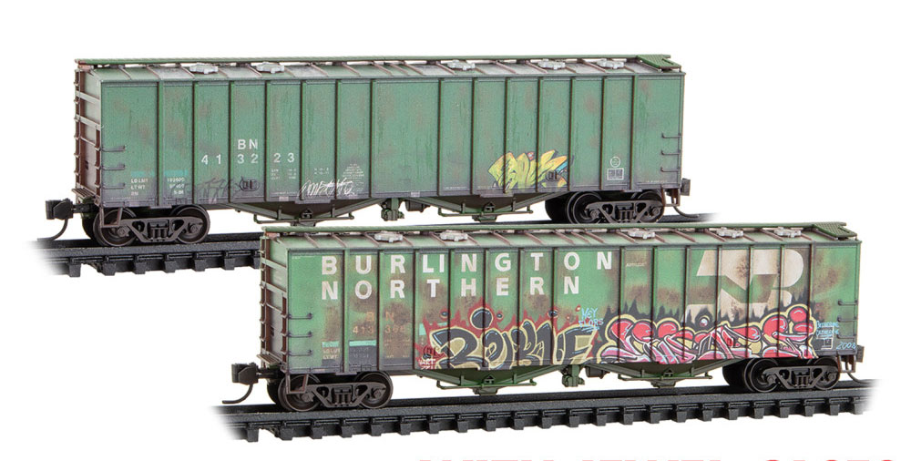 Burlington Northern weathered covered hopper 2-pack