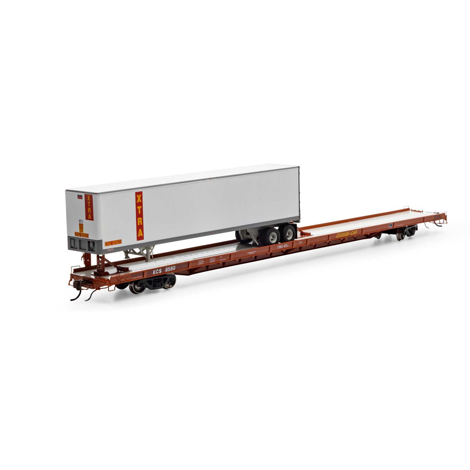 Kansas City Southern F89F 89' Flat Car #8580 With 45' Trailer