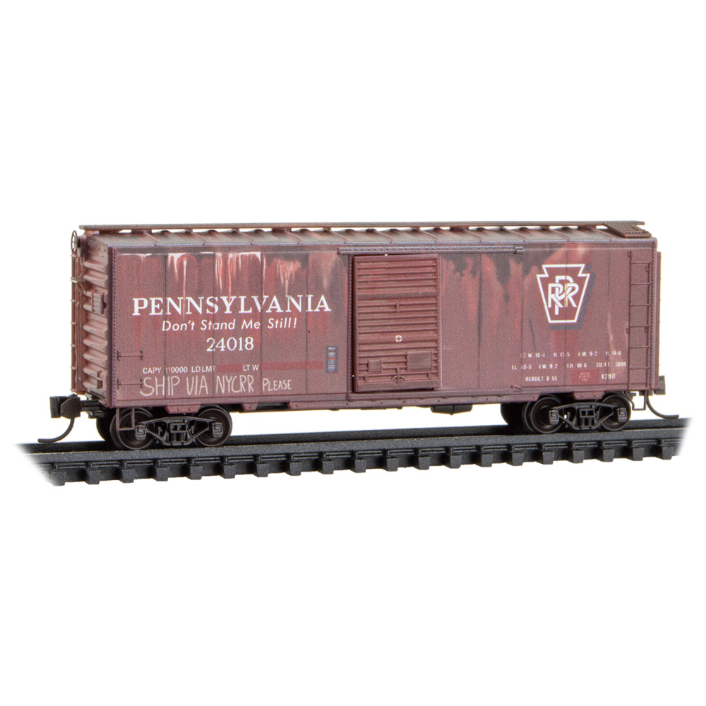 Pennsylvania Railroad weathered 40' standard single door boxcar #24018