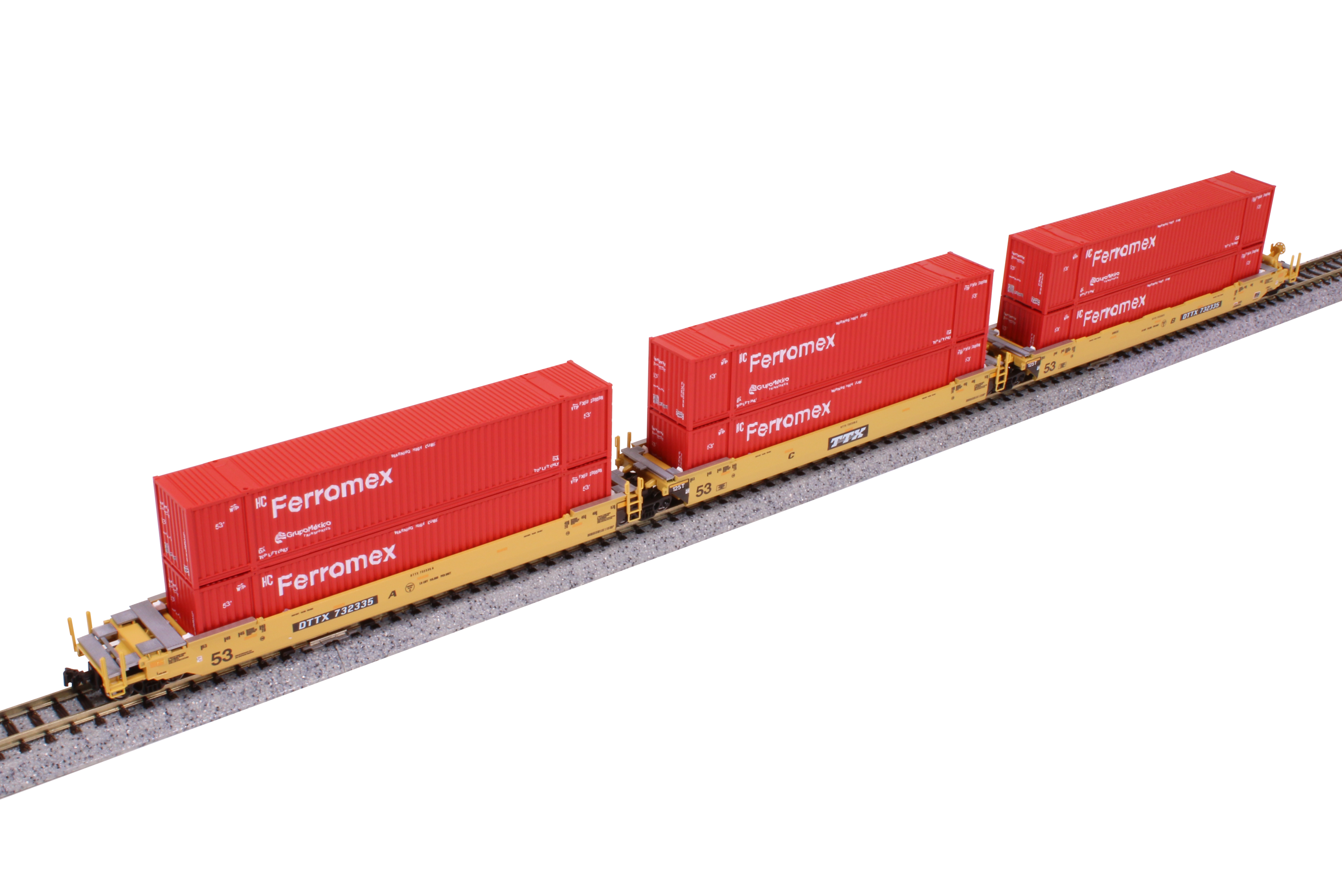 TTX original logo Gunderson MAXI-IV double stack car #732335 w/Ferromx
