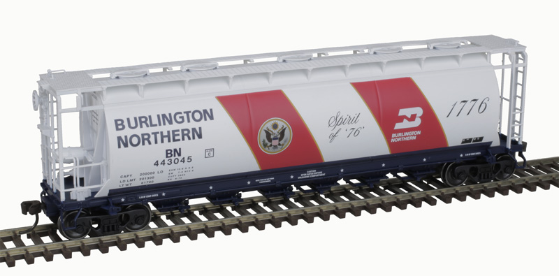 Burlington Northern bicentennial 6-bay cylindrical hopper #443045