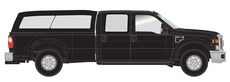 Ford F-350 crew cab pickup truck - black with utility cap