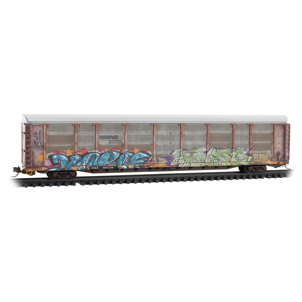 Norfolk Southern weathered 89' tri-level closed auto rack # 992536