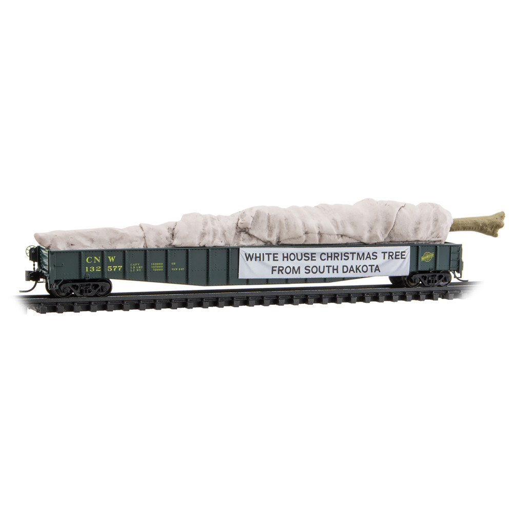 Chicago & North Western 65' 70-ton mill gondola #132577 with tree load