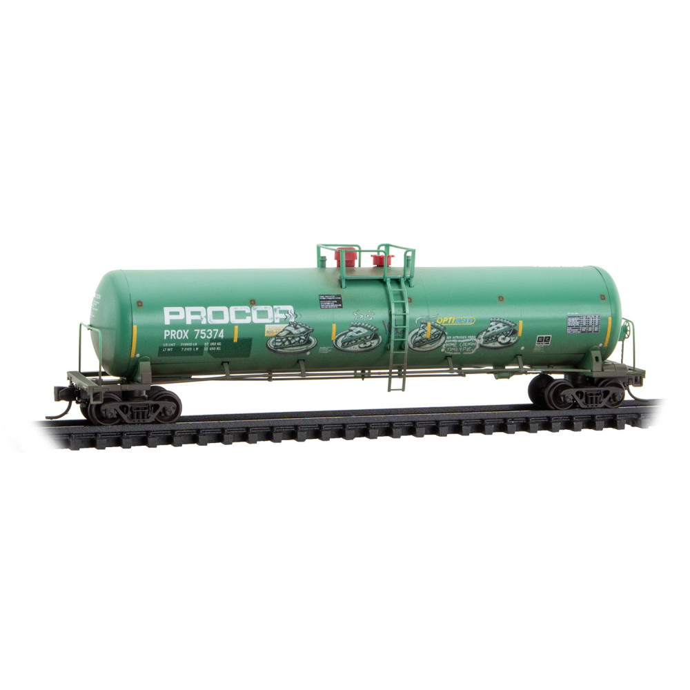 Procor 56' general service tank car #75374 with grafitti