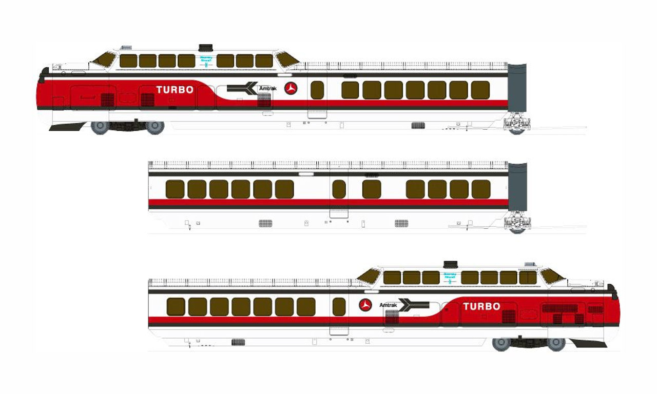 Amtrak (early scheme) 3-car UAC TurboTrain with LokSound