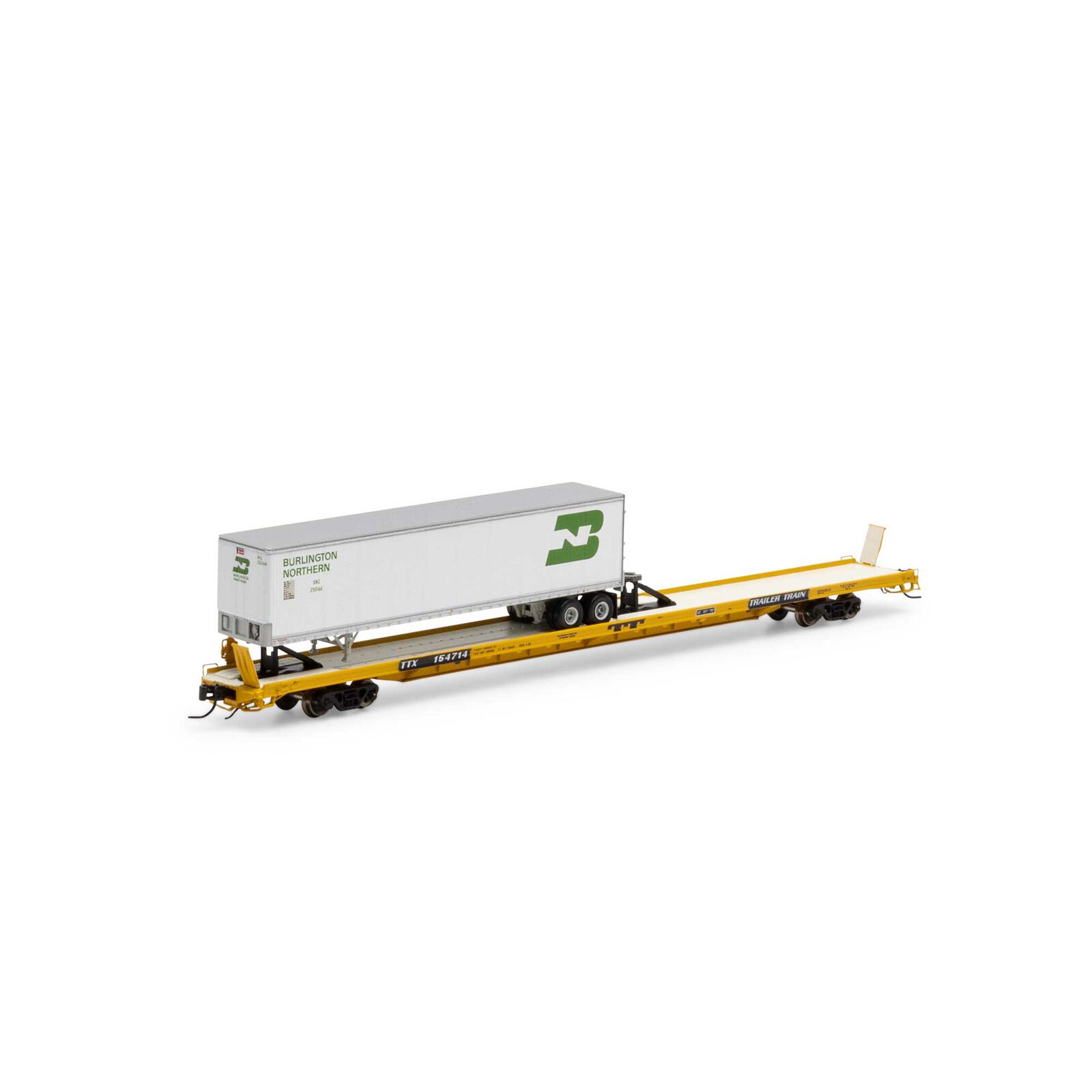 TTX/Yellow F89F 89' 8" TOFC Flat Car #154714 With 45' Trailer