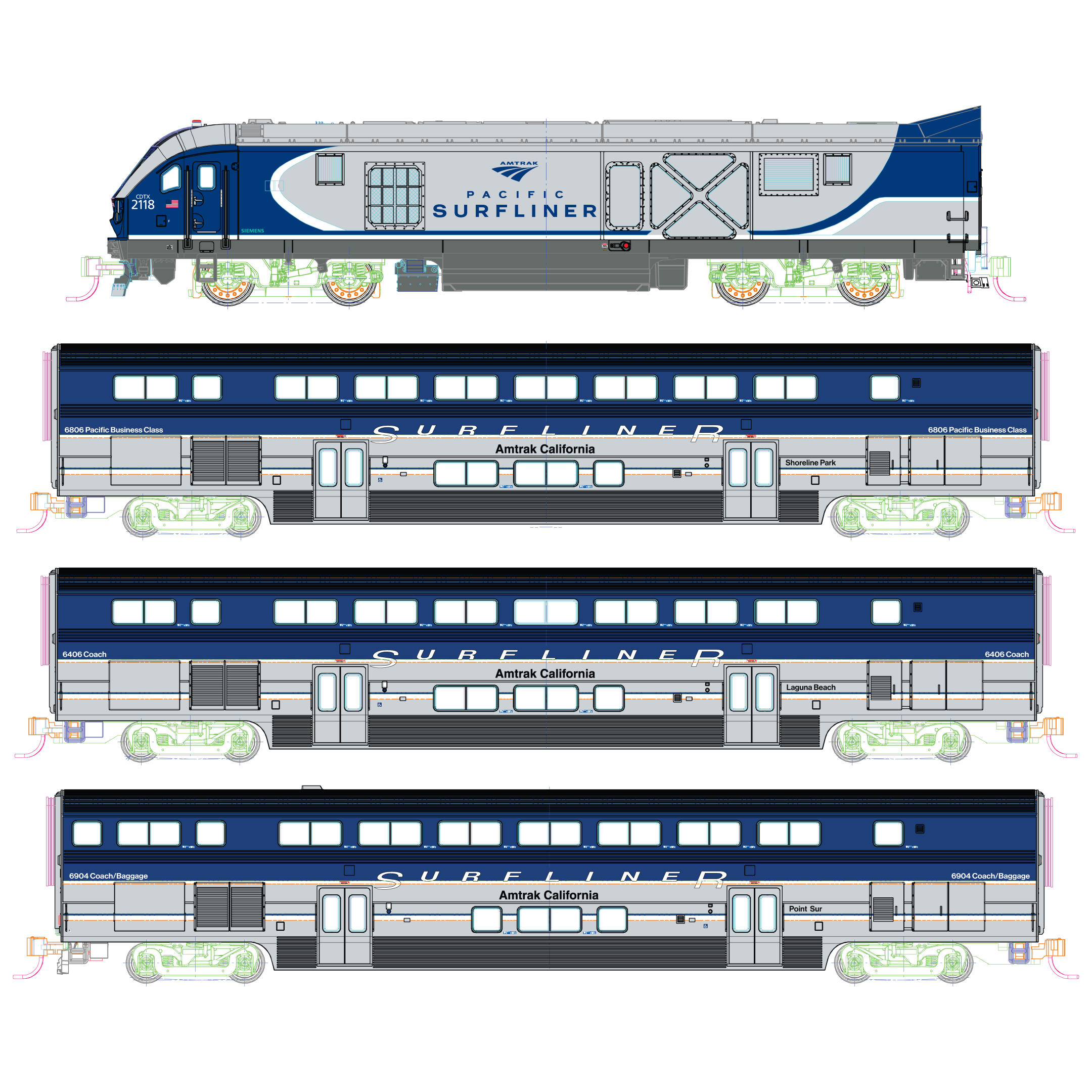 Amtrak Pacific Surfliner® SC-44 & three cars