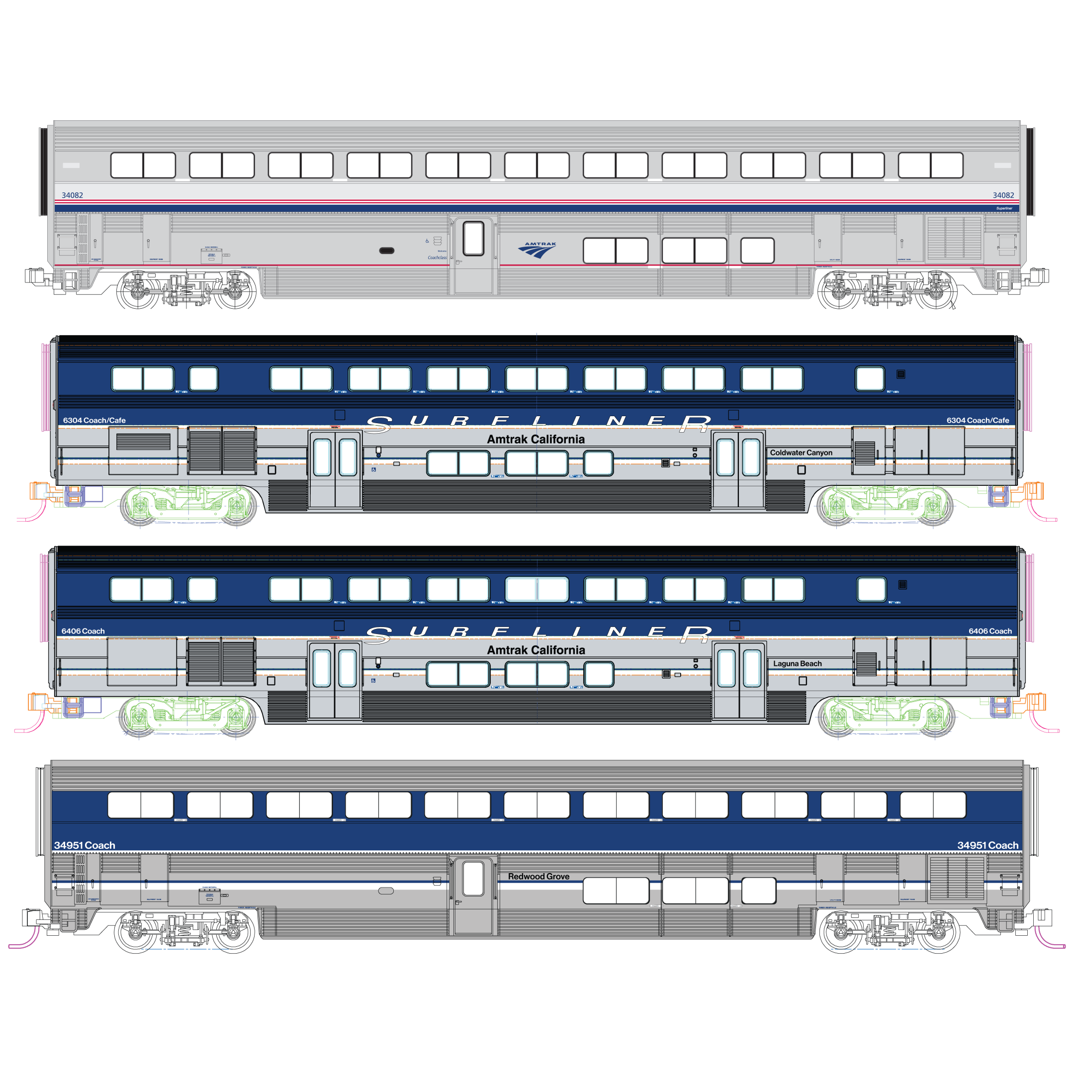 Amtrak® Pacific Surfliner® 4 Car Add-on Set