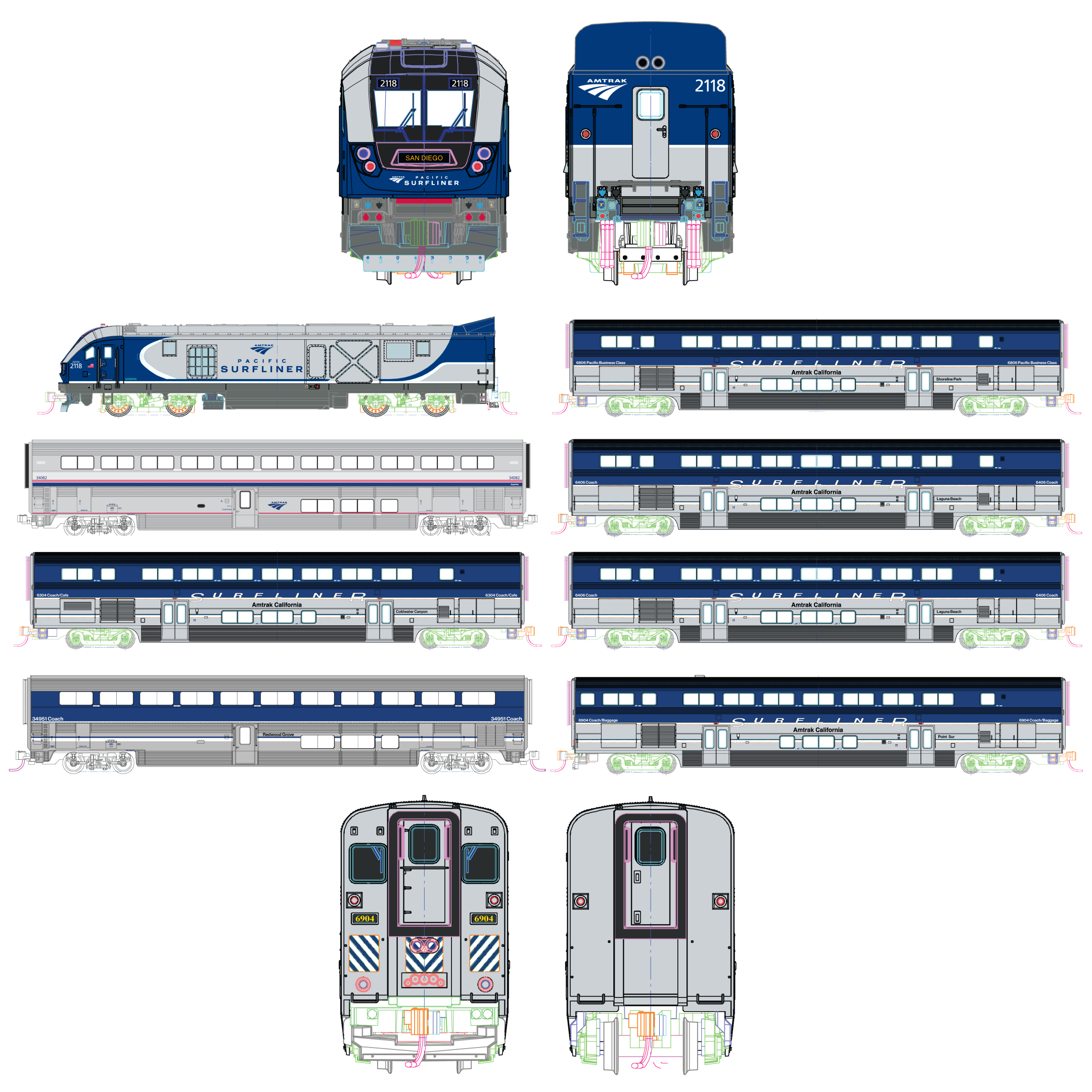 Amtrak Pacific Surfliner® SC-44 Charger 8-Unit Set