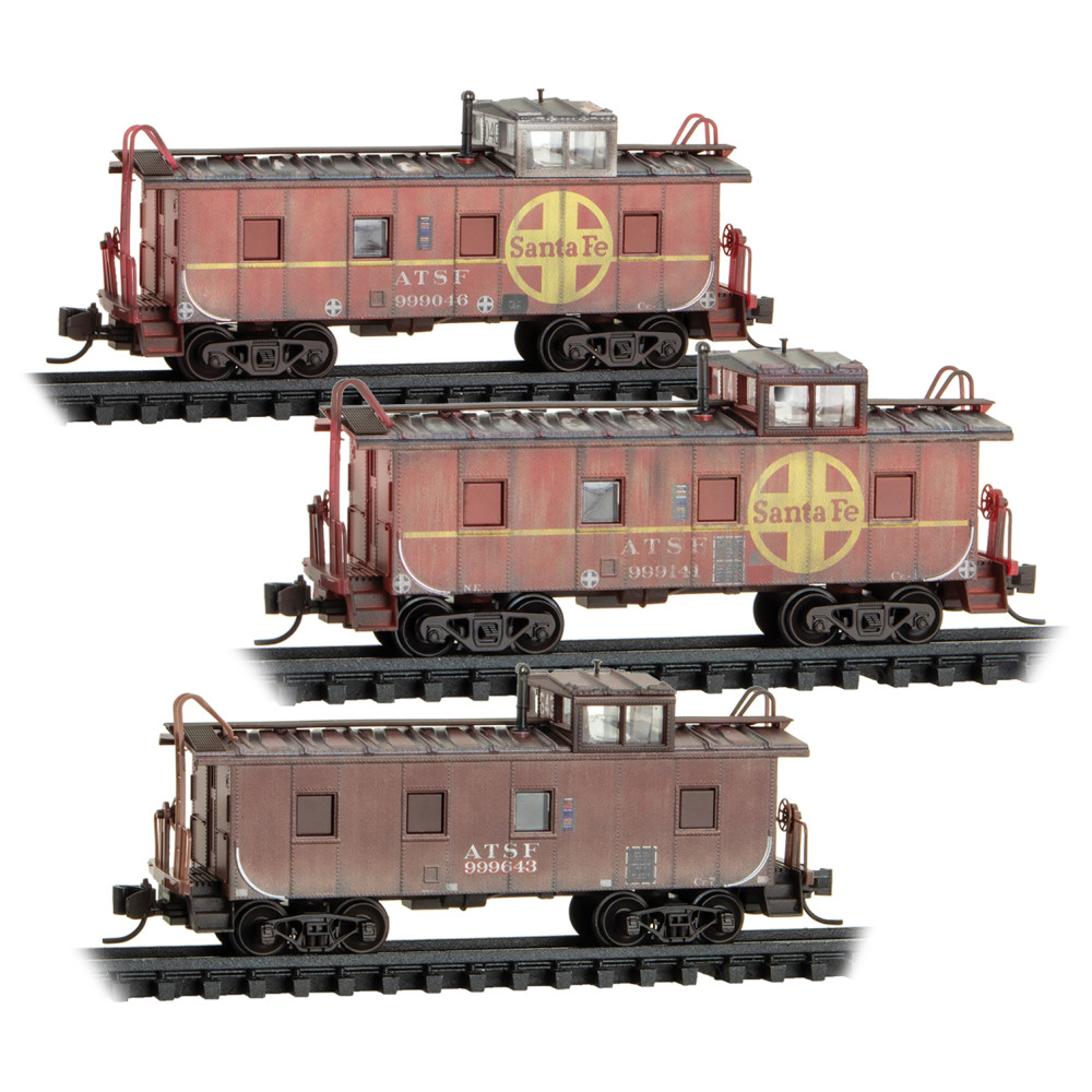 Atchison Topeka & Santa Fe Weathered Caboose 3-Pack